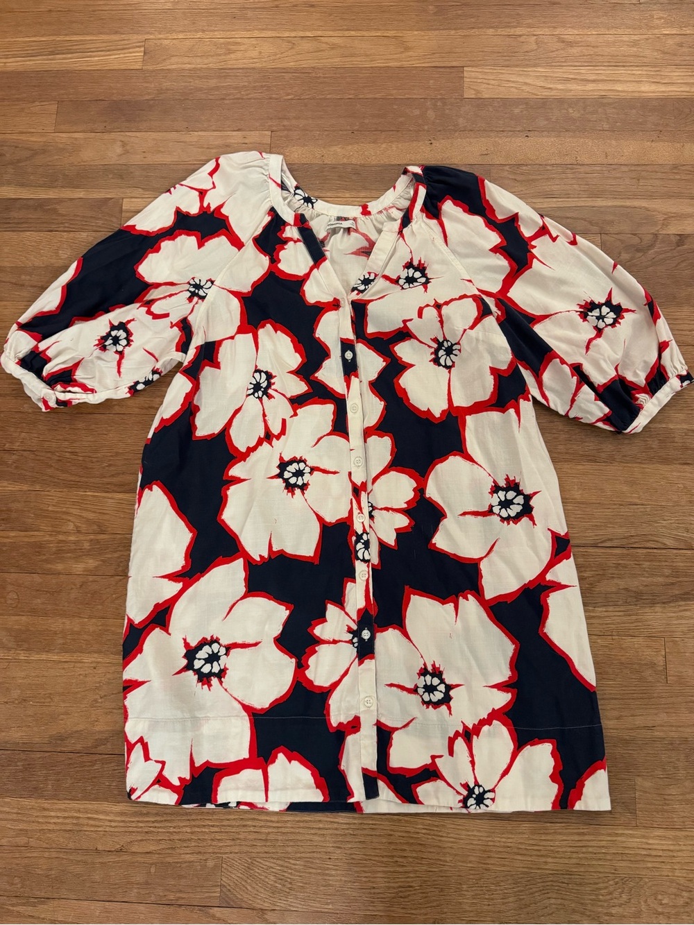 Sonoma Goods For Life Navy White Red Floral Knee Length Shift Dress - Sz XL
b84